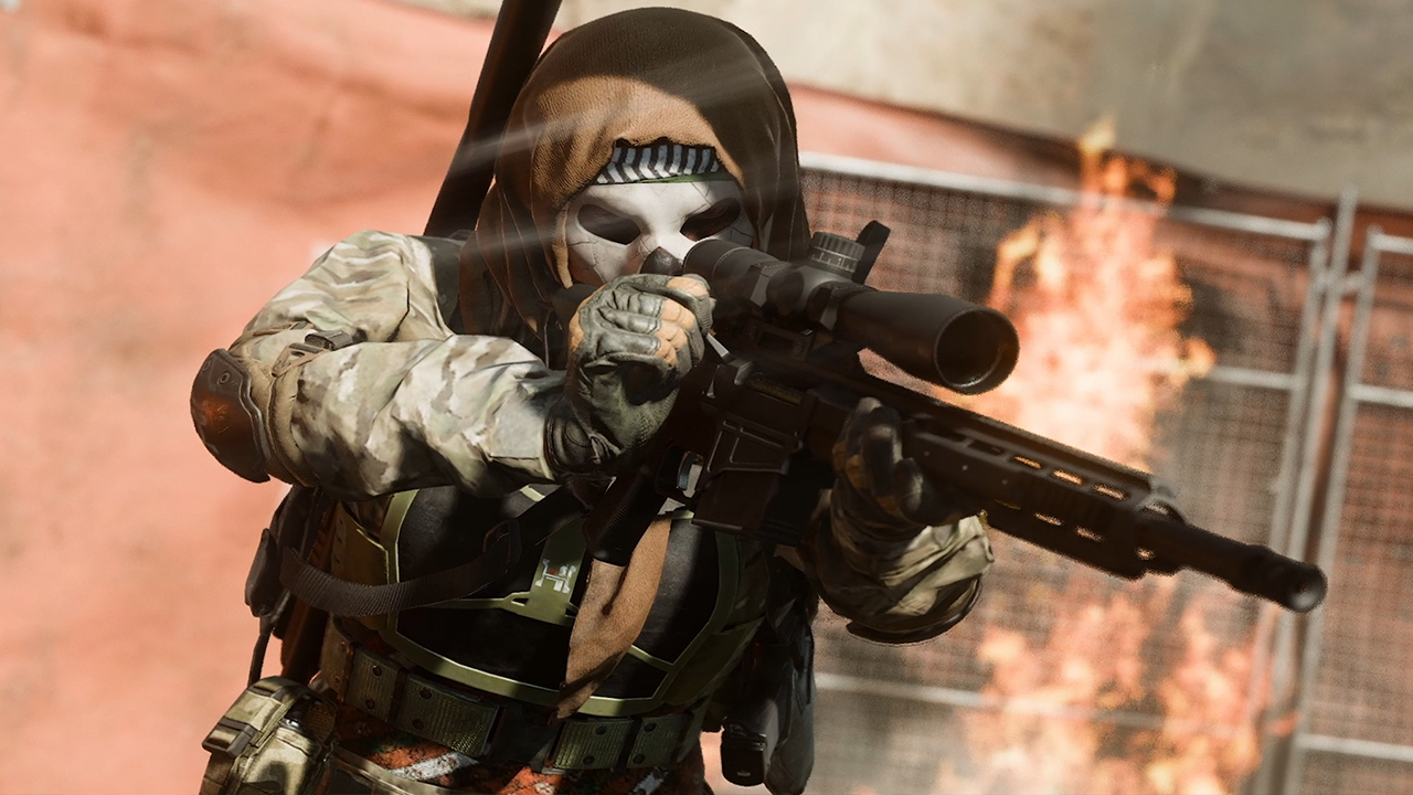 Modern Warfare 2 player aiming down sights of sniper rifle