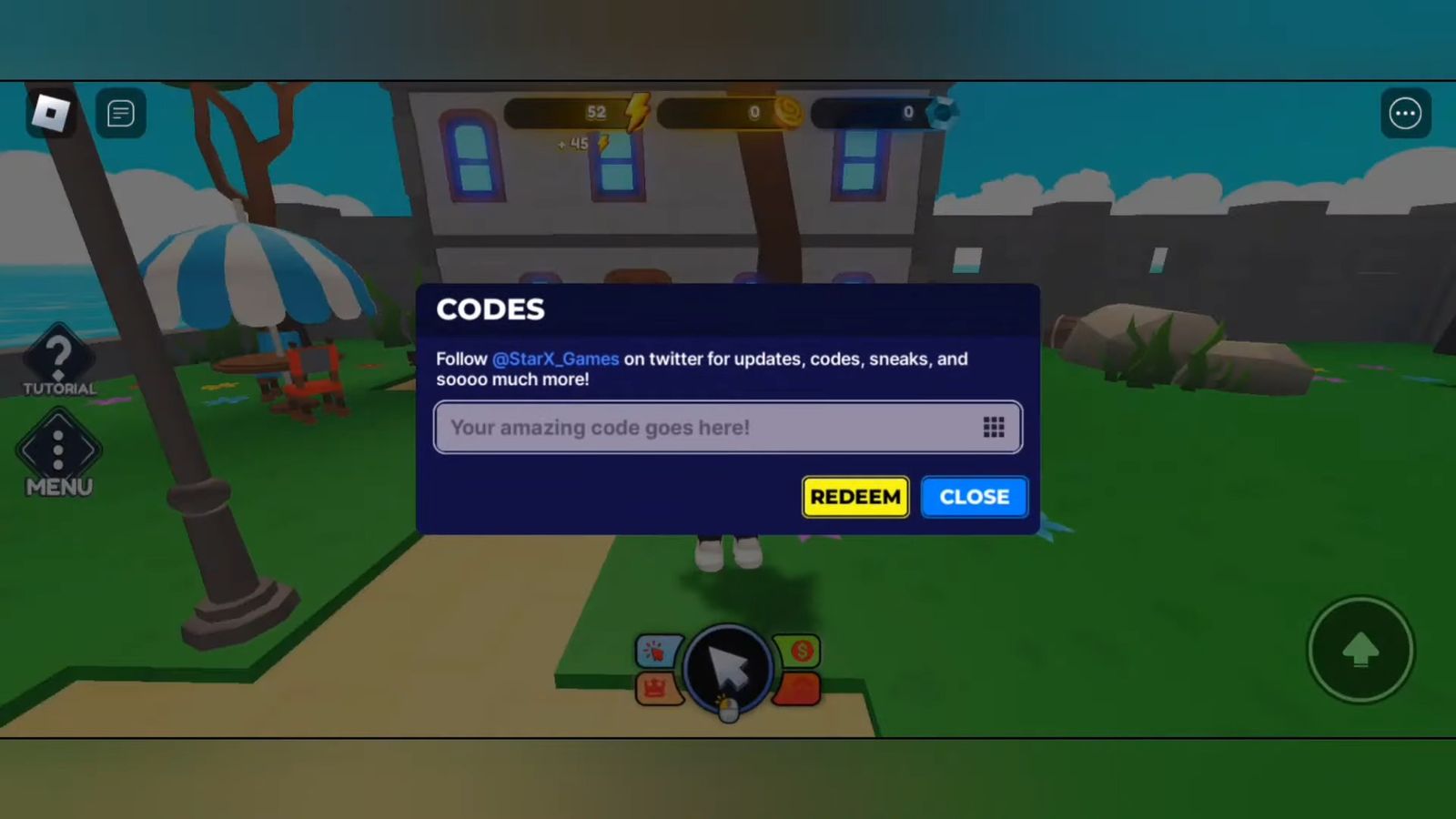 The code redemption page for Anime Catching Simulator