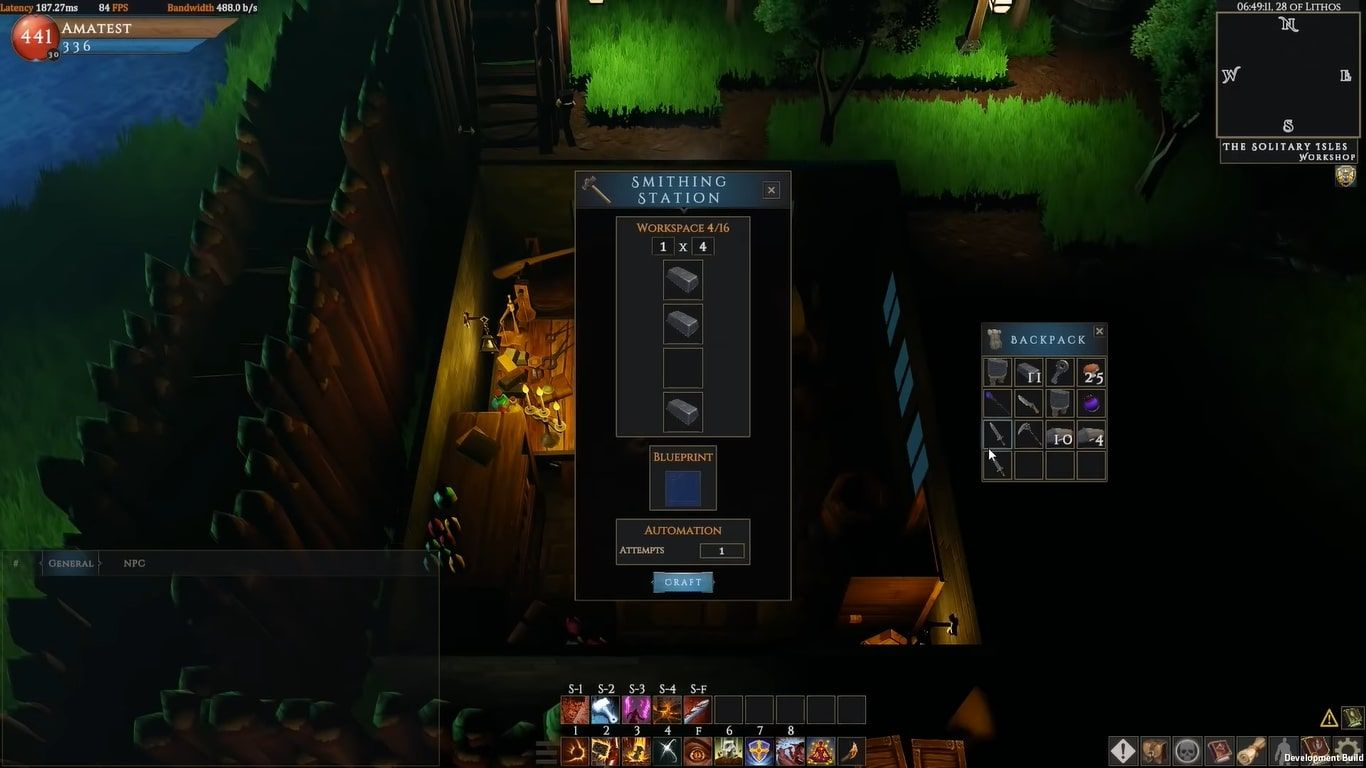 A screenshot of the crafting system in Ethyrial: Echoes of Yore.
