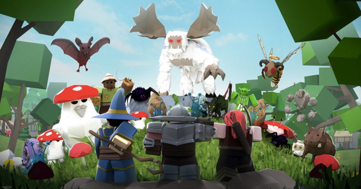 Image of Roblox characters facing off against a beast in Vesteria.