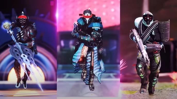 picture of three guardians using new Lightfall exotics