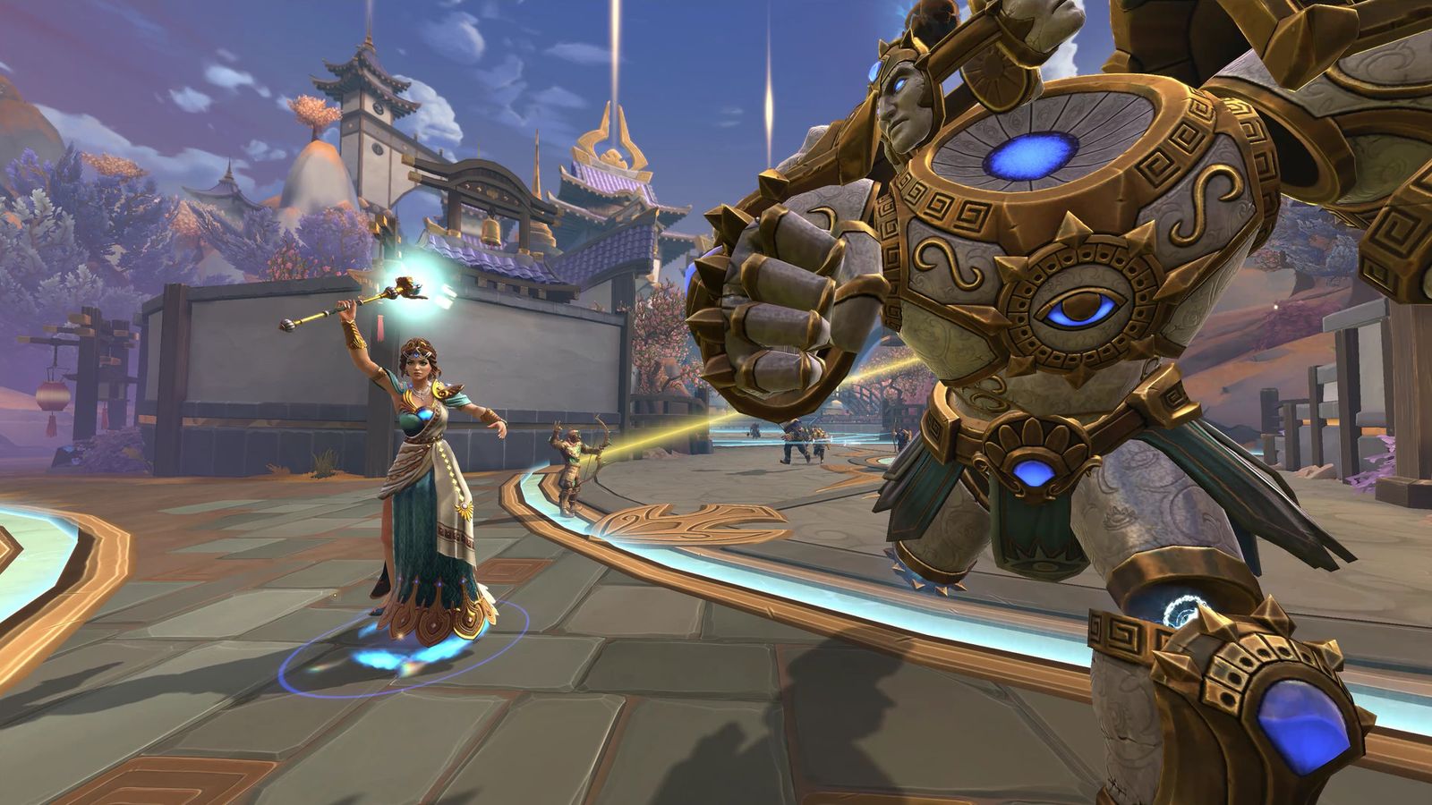 Image of a goddess preparing her special move in Smite