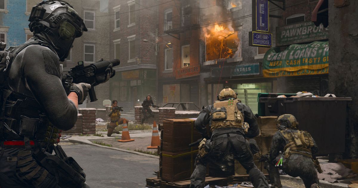 Modern Warfare 3 players taking cover on Skidrow map