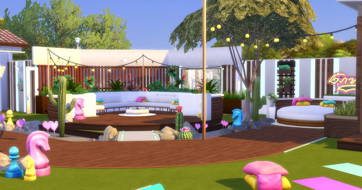 An image of the Sims Love Island villa.