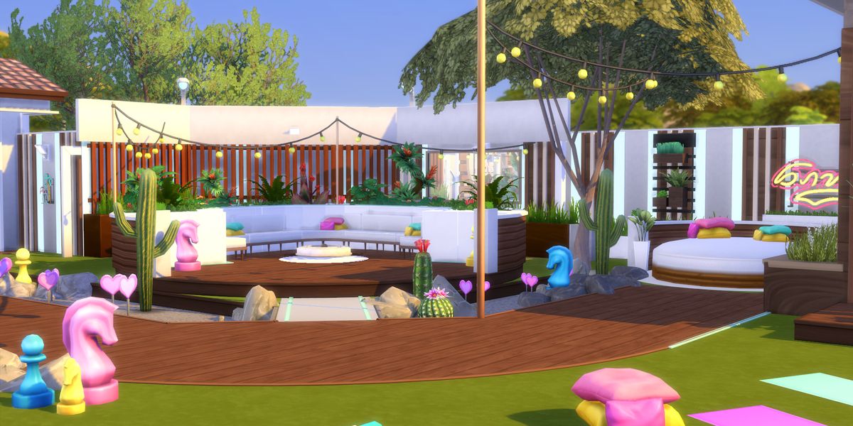 An image of the Sims Love Island villa.