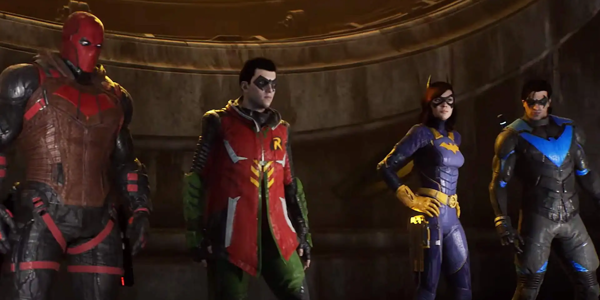 Red Hood, Robin, Batgirl, and Nightwing in Gotham Knights