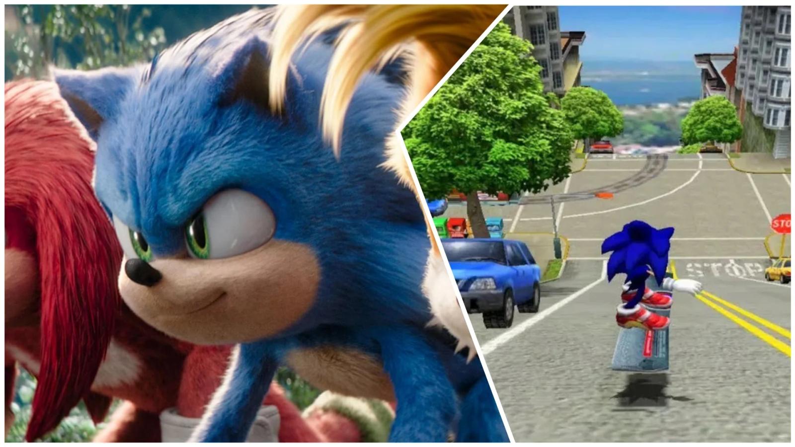 image of sonic in movie and game