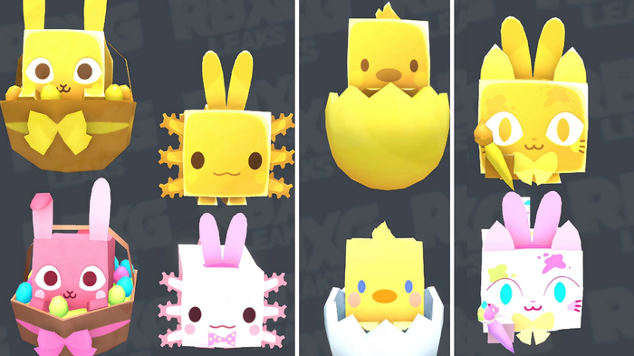 Four new pets and their Gold versions for the Pet Simulator X Easter 2023 update.
