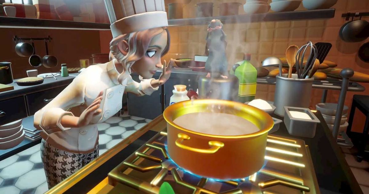 Disney Dreamlight Valley character cooking a recipe, staring intently at a cooking pot.