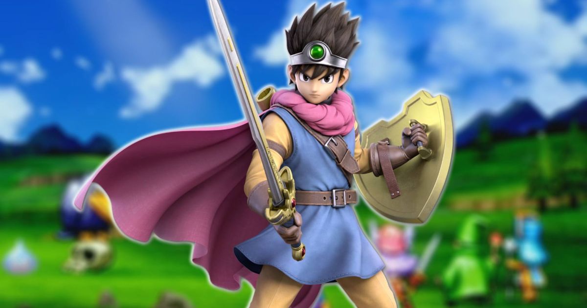 Erdrick stands before a blurry background of the Dragon Quest 3 HD-2D remake