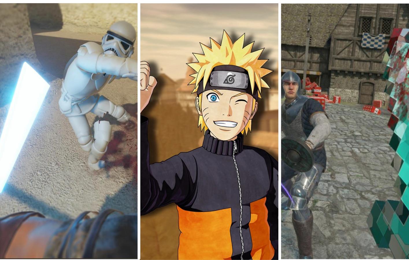 A stormtrooper, Naruto and a medieval villager all together, for perhaps the first time in history.