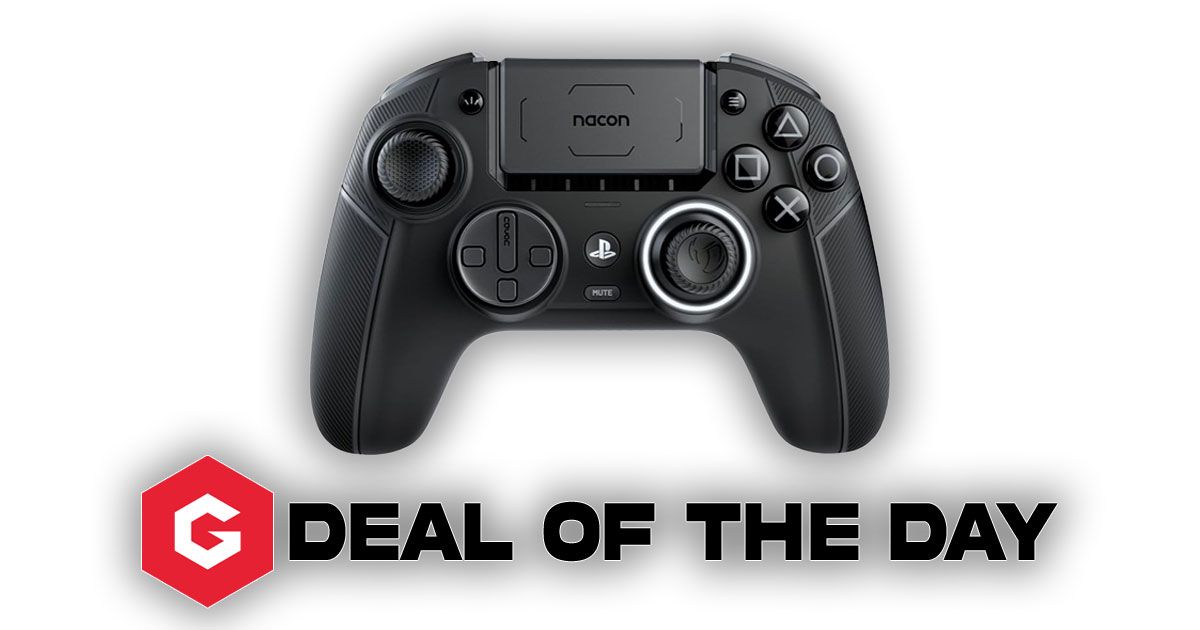 A black PlayStation-branded Nacon controller above "DEAL OF THE DAY" branding with the Gfinity logo next to it.