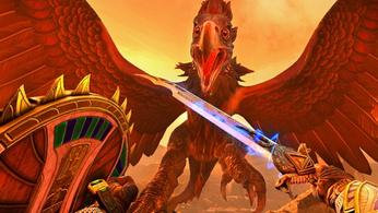 Asgard’s Wrath 2 gameplay showing a huge eagle charging at the player