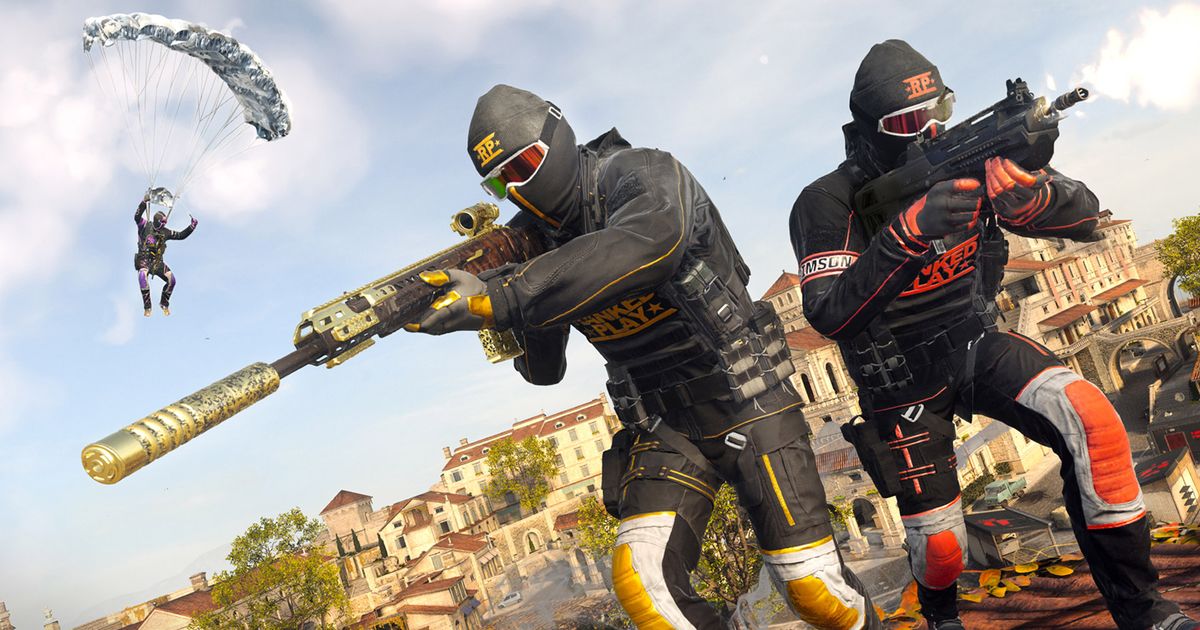 Warzone players aiming guns and wearing ranked play skins