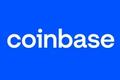 Coinbase Logo on Blue Background.