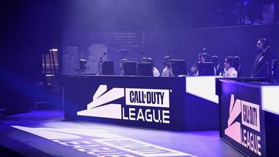 Call of Duty League main stage with players sat in front of monitors