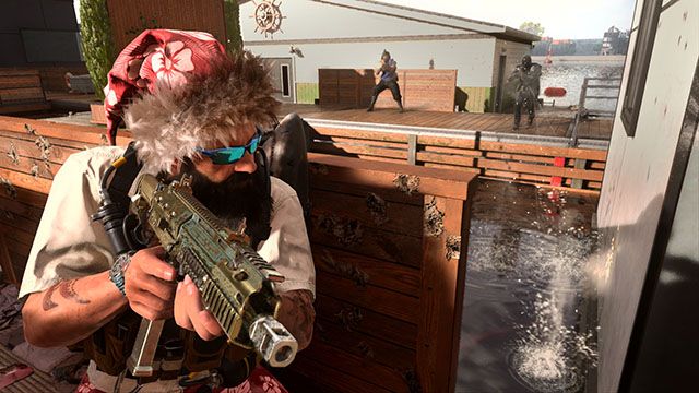 Screenshot of Modern Warfare 2 player taking cover while holding MX Guardian shotgun