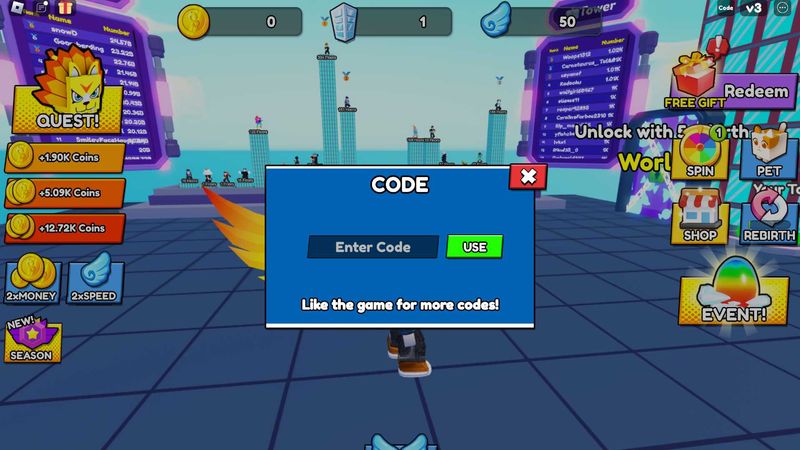 Building towers to fly farther Codes [Jumping] (December 2023) - Try Hard  Guides