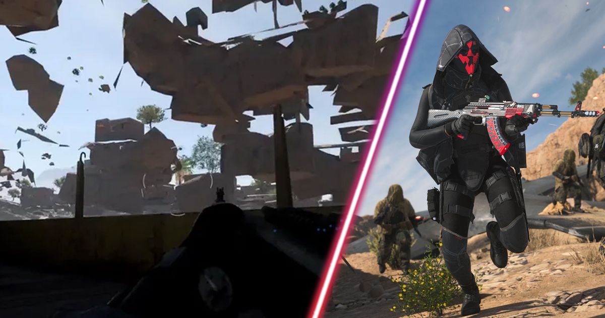 Screenshot of Modern Warfare 2 player stuck underneath the map and Modern Warfare 2 player sprinting and holding assault rifle