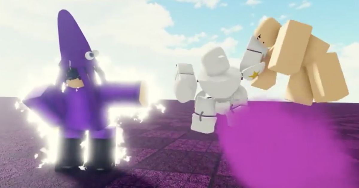 Image of three Roblox characters fighting.