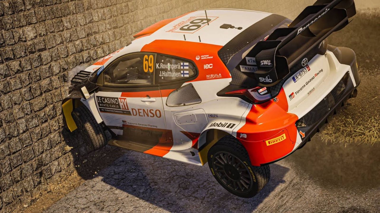 ea wrc car crashing into the wall