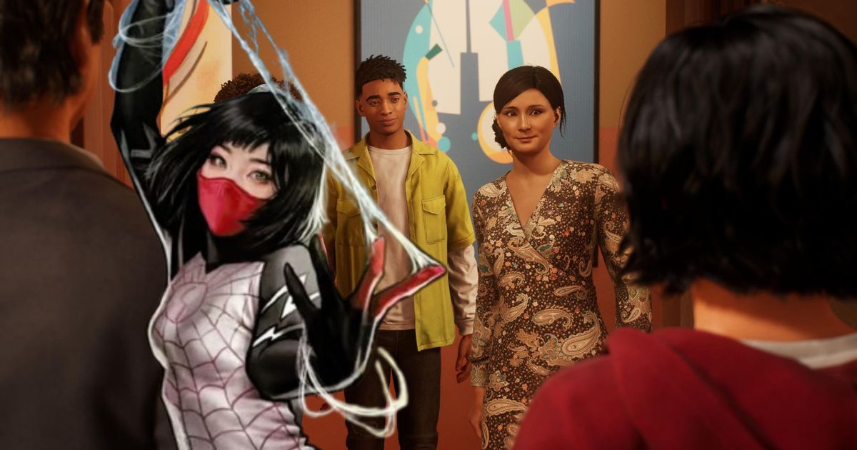 Cindy Moon character in Spider-Man 2 next to her comic counterpart Silk