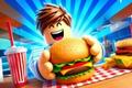 Roblox character eating a giant burger