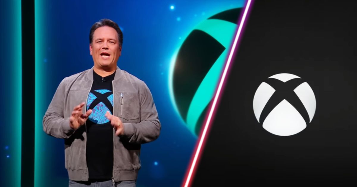 Microsoft Gaming CEO Phil Spencer next to the Xbox logo.