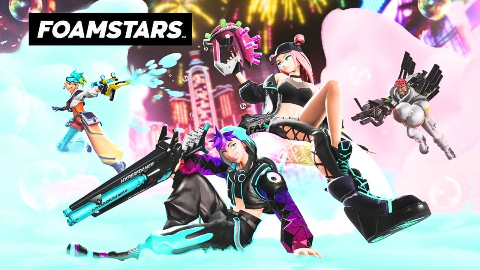 Multiple characters from Square Enix's Foamstars