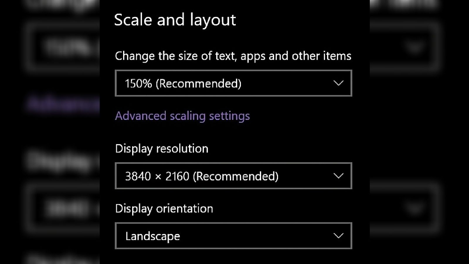 Image of scale and layout display settings in black and white.