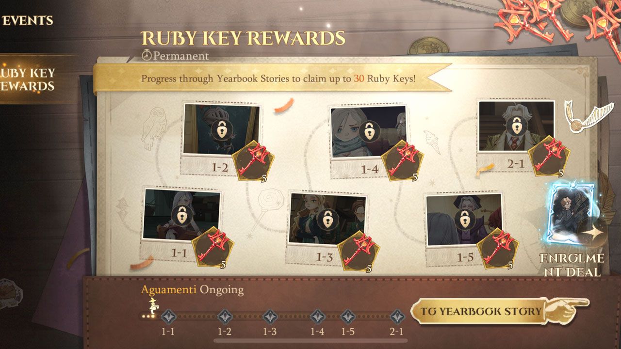 The Ruby Keys event screen in Harry Potter Magic Awakened.