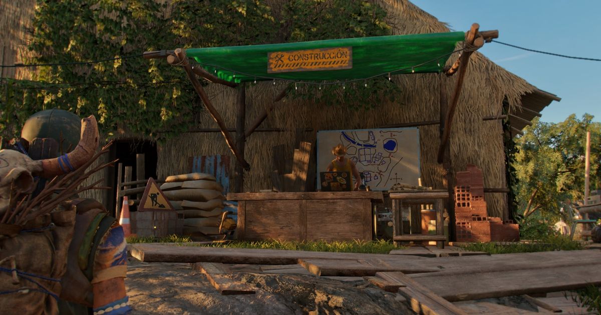 The Far Cry 6 Construction Desk, found at all Guerrilla Camps, which can be used for building and upgrading facilities around Yara.