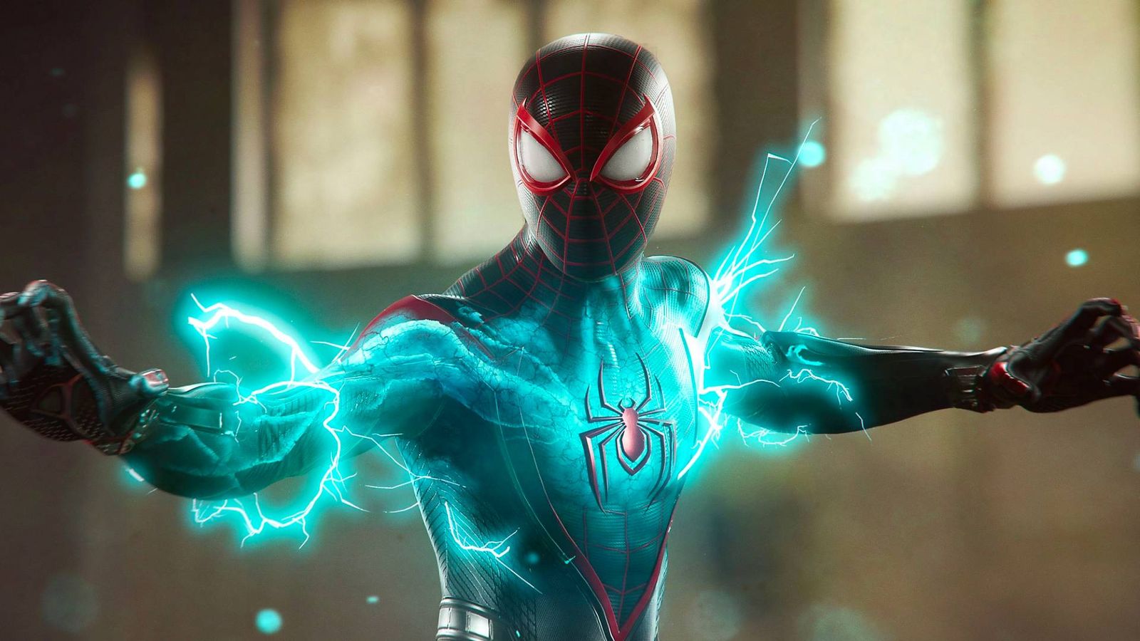 Miles Morales charging up an electric power in Spider-Man 2.