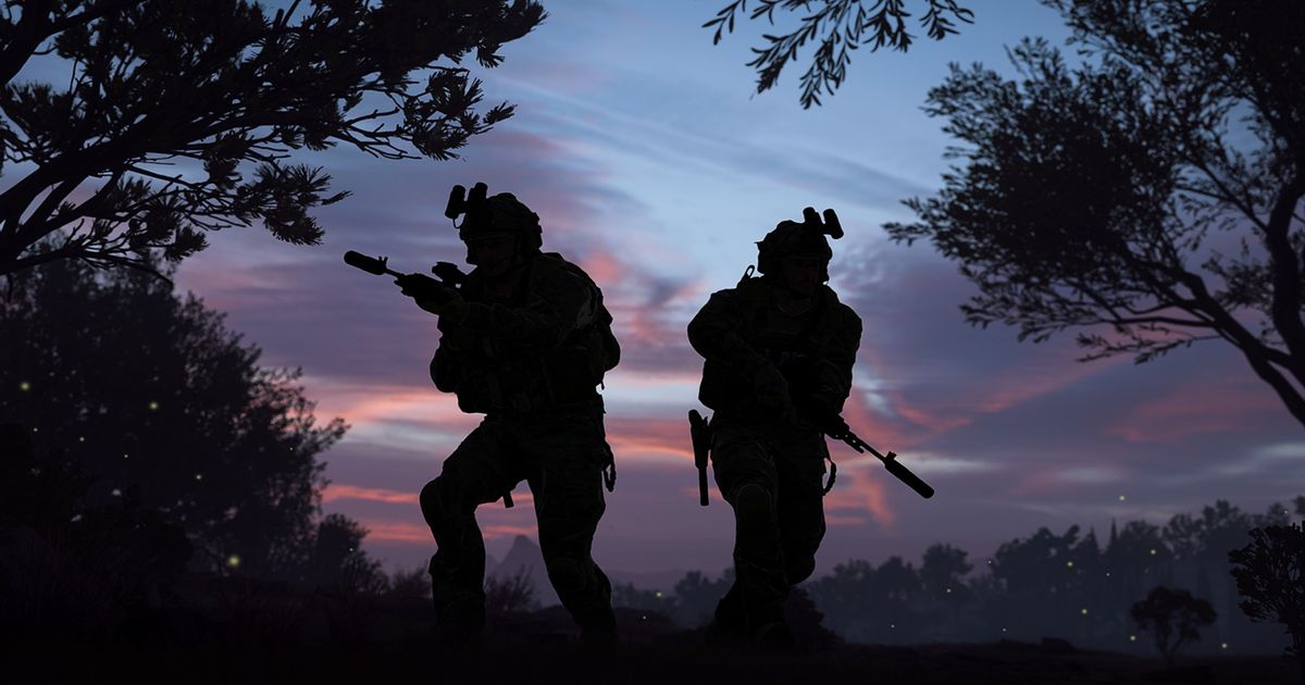 Shadows of Modern Warfare 2 players at dusk