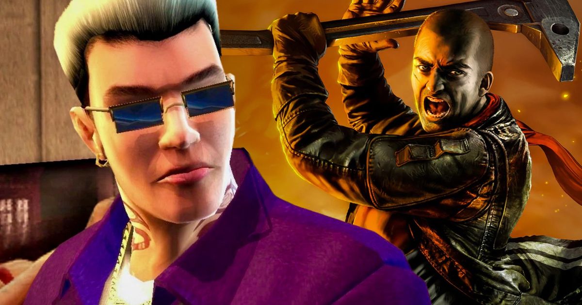 Johnny Gat from Saints Row and that guy from Red Faction posing next to each other 