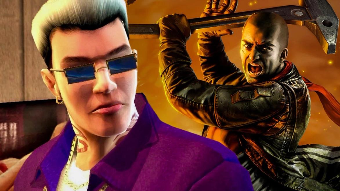 Johnny Gat from Saints Row and that guy from Red Faction posing next to each other 