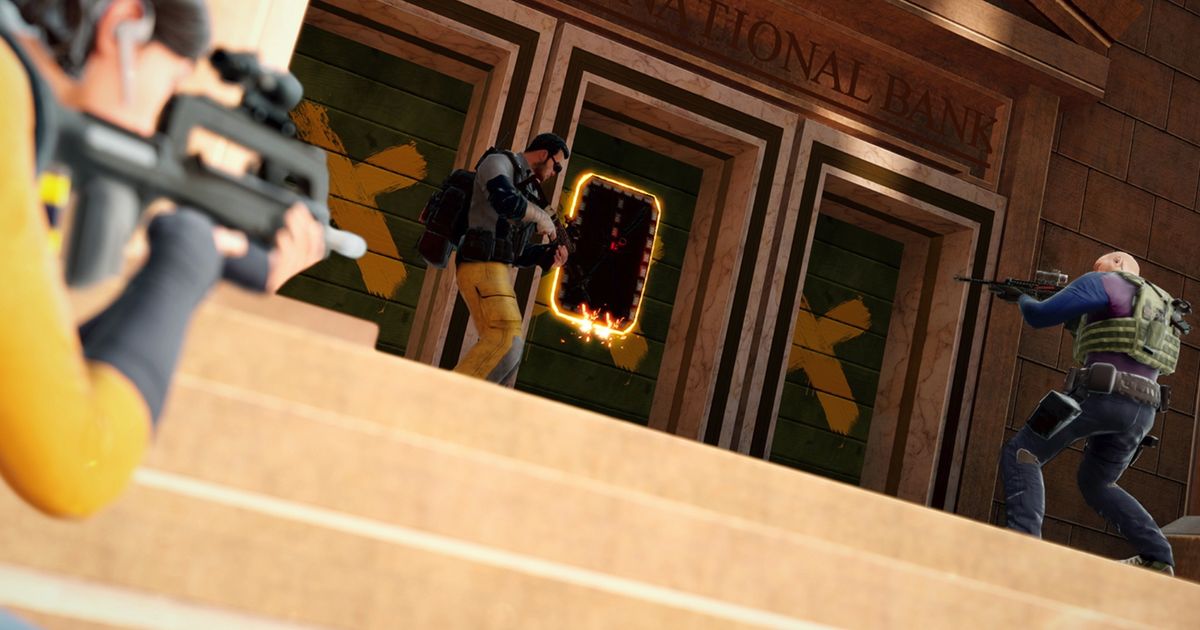 Siege characters preparing to enter a bank.