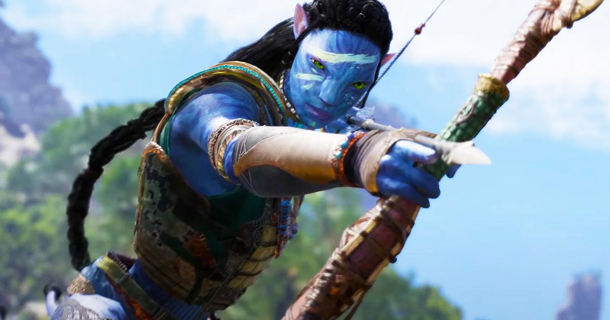 A Na'vi warrior wielding a bow and arrow