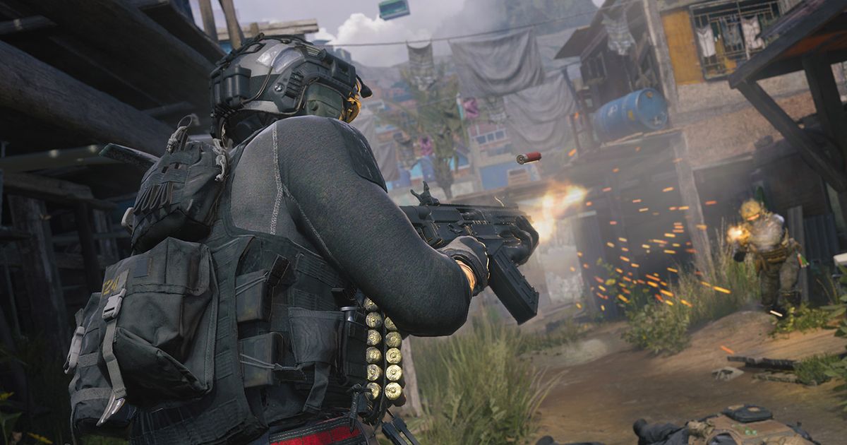Modern Warfare 3 player firing gun at nearby enemy