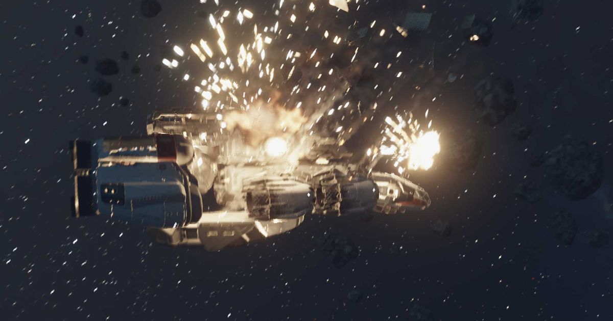 A ship in Starfield exploding.