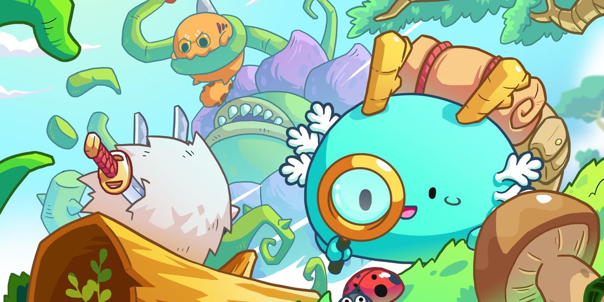 Axie Infinity NFT game character with magnifying glass