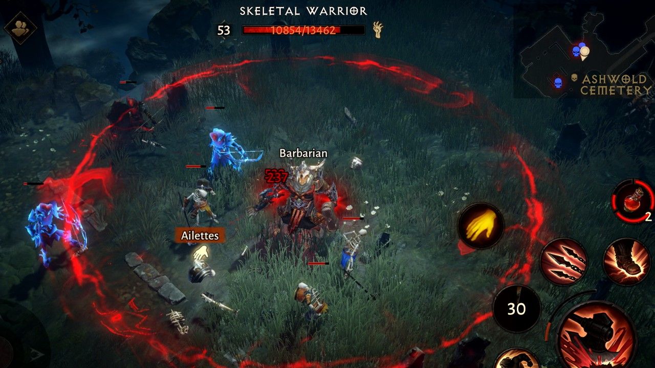 Chained Spear is a good skill to use in an early leveling Diablo Immortal Barbarian build.