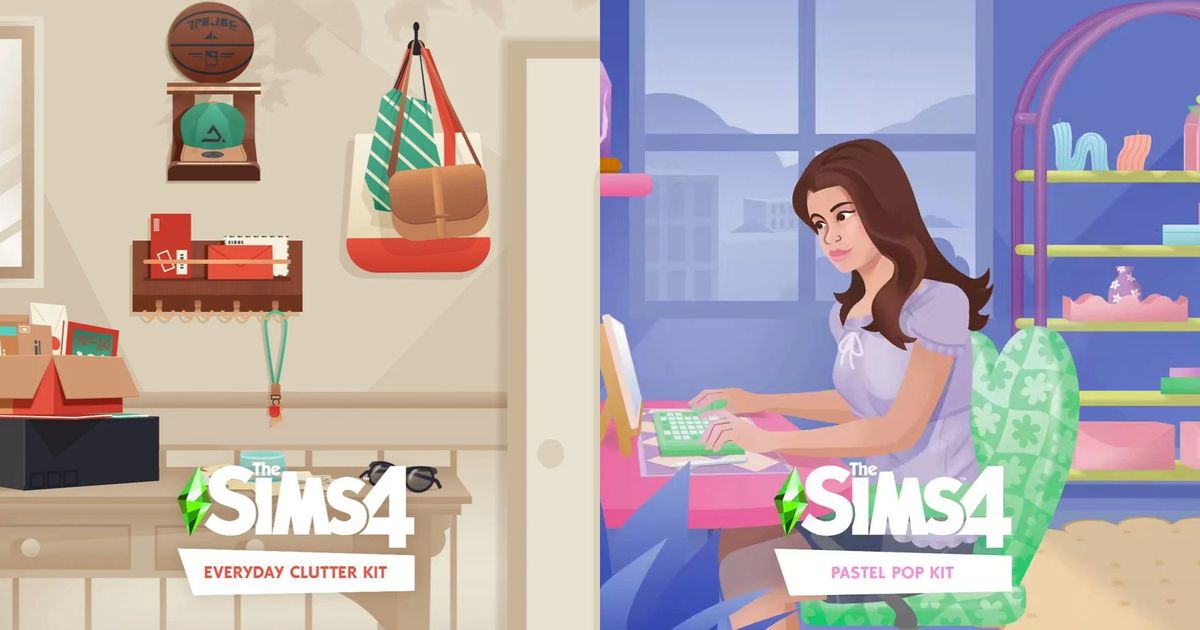 Official art for the Pastel Pop and Everyday Clutter kits in Sims 4