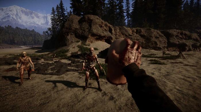 Showing a skull to Cannibals in Sons of the Forest.