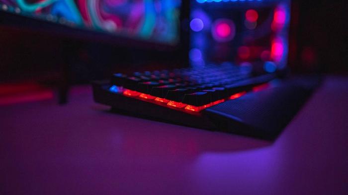 A red light-up keyboard.