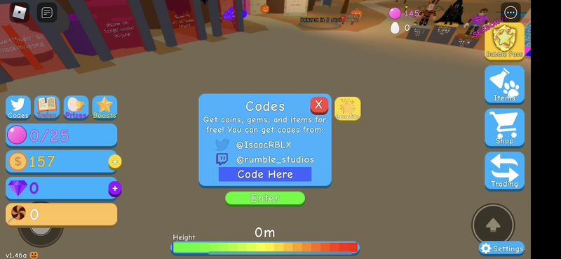 Codes, Bubble Gum Simulator Wiki