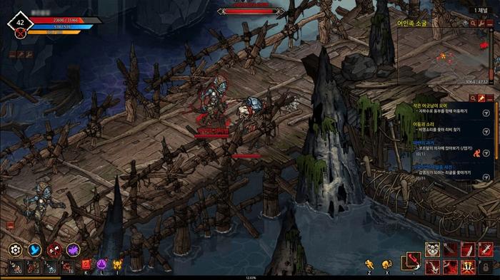 Multiple characters are on the bridge in Mad World Age of Darkness.