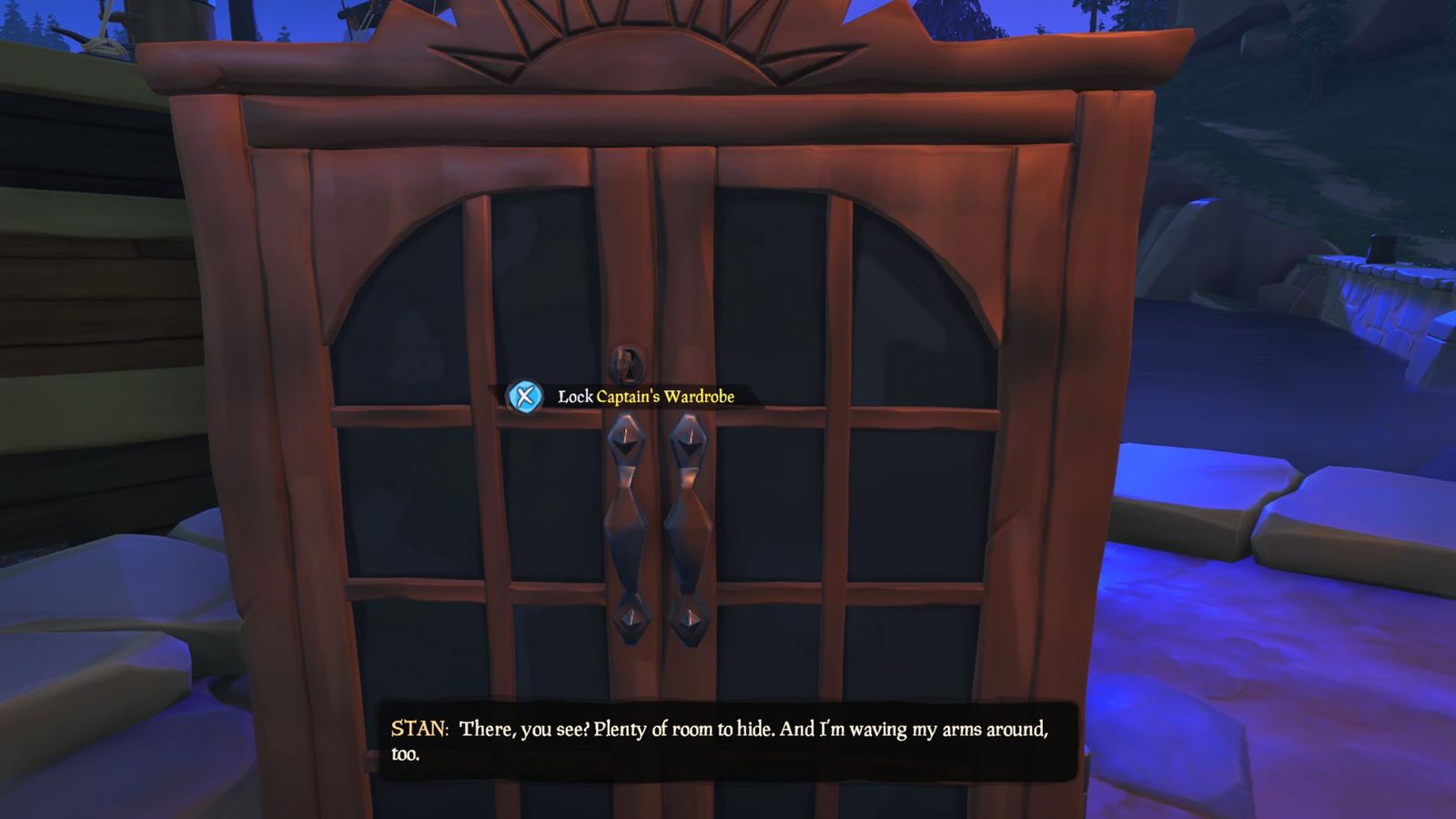 Locking Stan in the wardrobe in Sea of Thieves 'The Quest for Guybrush'