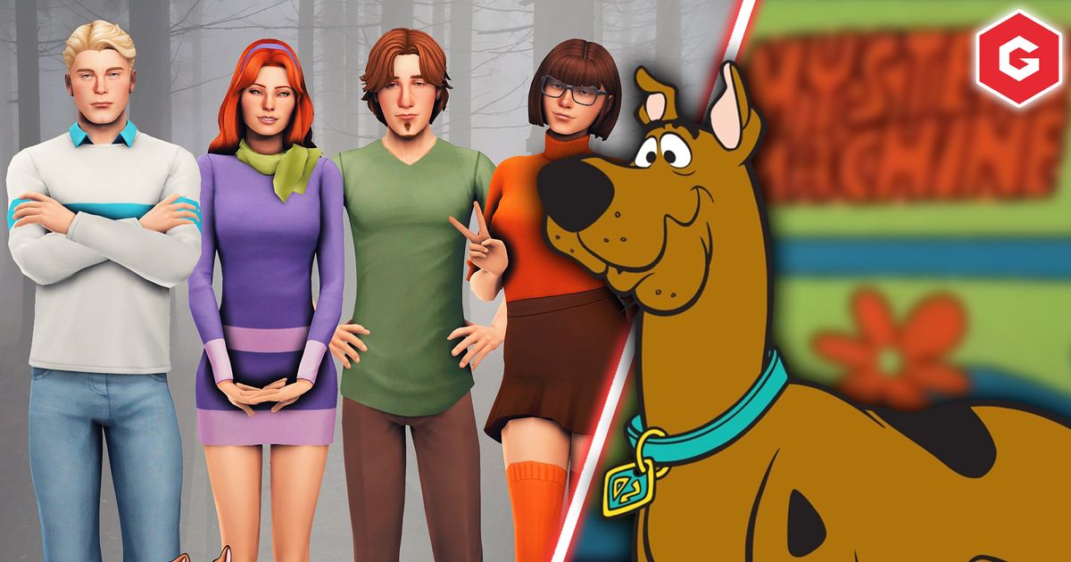 An image of the Scooby Doo gang in The Sims.