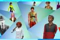 A collage of multiple characters in Sims 4.